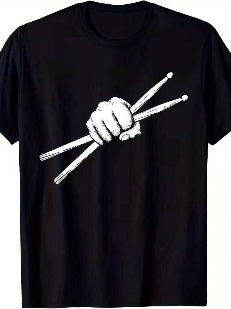 Men s Drummer Graphic T-Shirt - 200gsm Heavyweight 100% Cotton Relaxed Fit Drum XXL