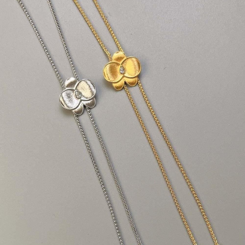 Luxury Golden Collarbone Chain Moth Orchid Retractable Stacked Necklace  Daily