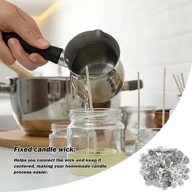 Wick Tabs 300 Stück Metall Kerzendocht Aufkleber Basis Clips 12,5 mm DIY Kerzendocht Ständer Basis Kerzenherstellung Zubehör Dochte halten