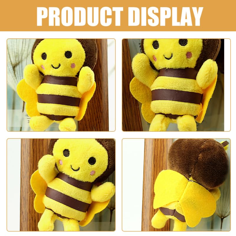 Nejasně 4dílná sada roztomilých plyšových klíčenek včelky, přívěsky na batoh, materiál deky, 1185cm, lehká 76g, ručně vyrobené, měkké na dotek, pro