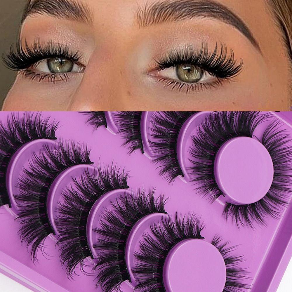 6 Pairs 3D Faux Mink False Eyelashes Black Band Eye Lashes Handmade Lashes Eyelash Extension