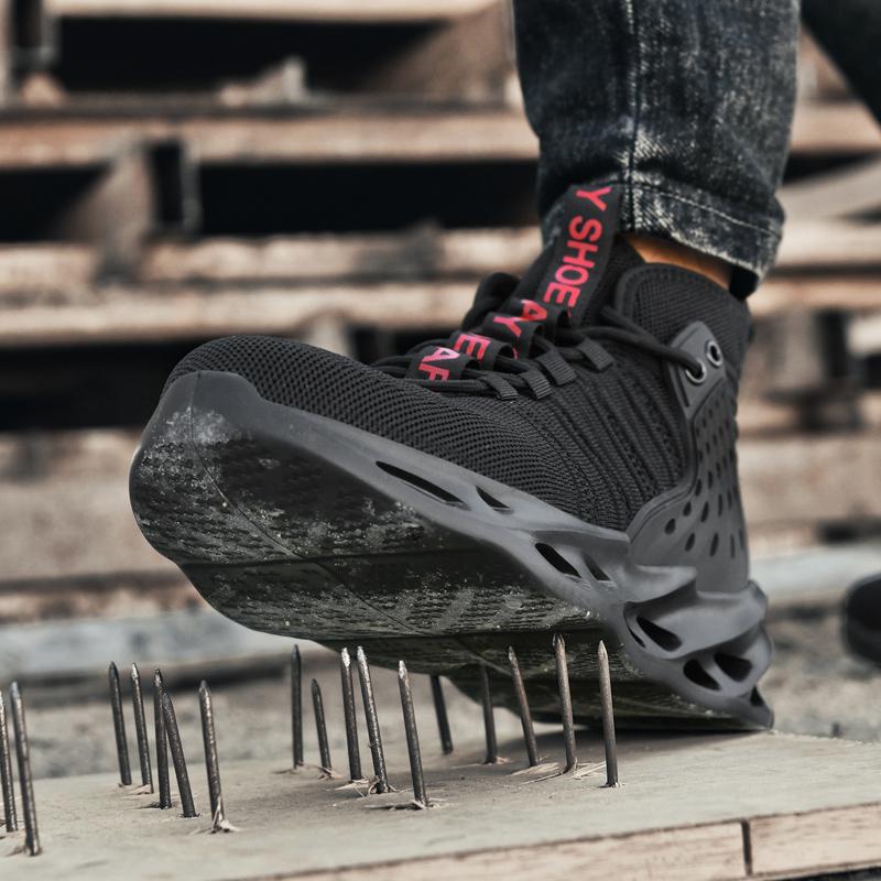 New Unisex Safety Shoes Anti Smashing Men Work Shoes Anti Piercing Outdoor Men'S Boots Lightweight Protection Steel Toe Shoes