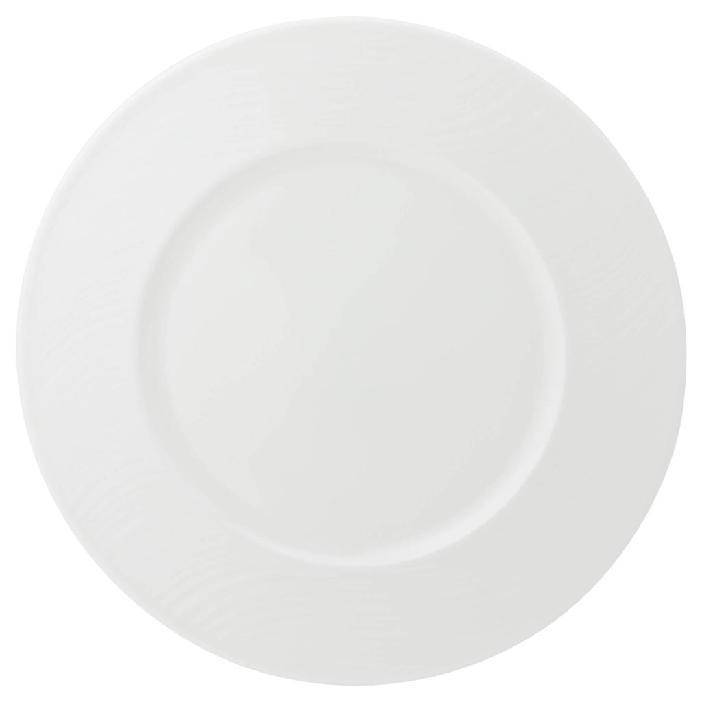 NARUMI Aria Plate, 23cm, White, Simple and Cute Relief Rim, Meat, Flat Plate, Microwaveable and Dishwasher Safe, 50763-5334