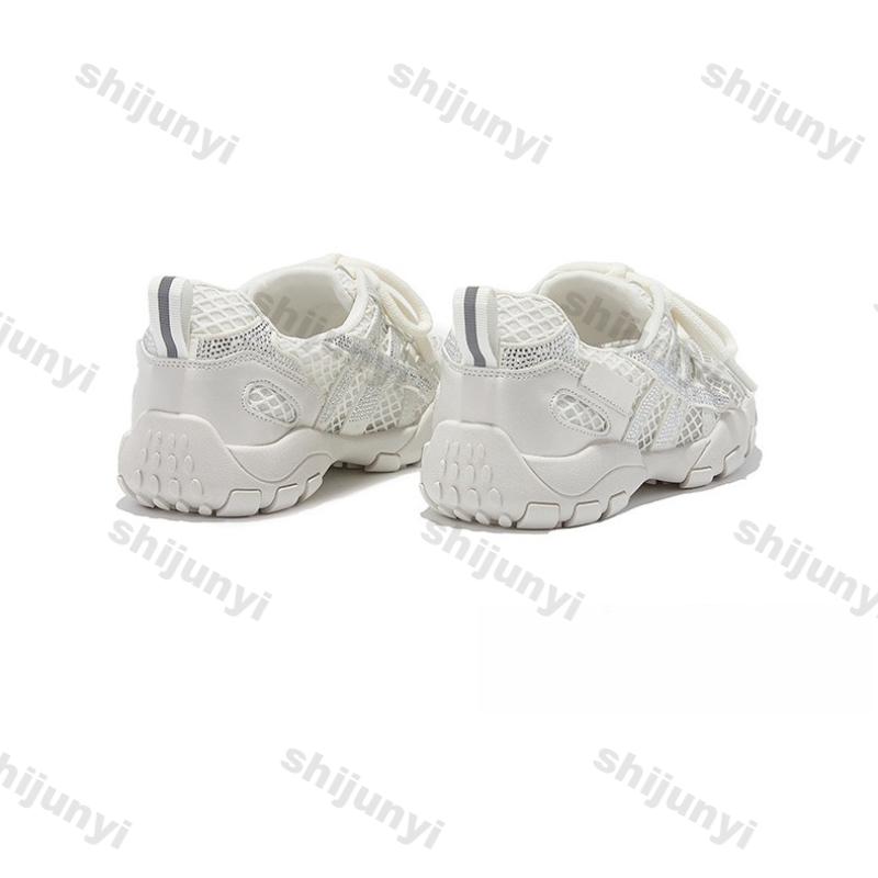 Fashion Women's Platform Sneakers 2025 Summer Breathable Mesh Hollow Non Slip Running Shoes Comfortable Fashion Cross Tied Casual Shoes
