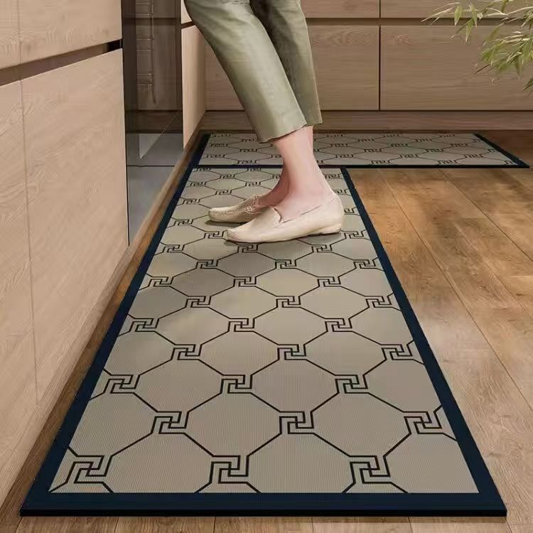 2/1PC Retro American Kitchen Soft Diatomized Mud Floor Mat Long Strip Combination Wash Waterproof And Oil Proof Foot Mat