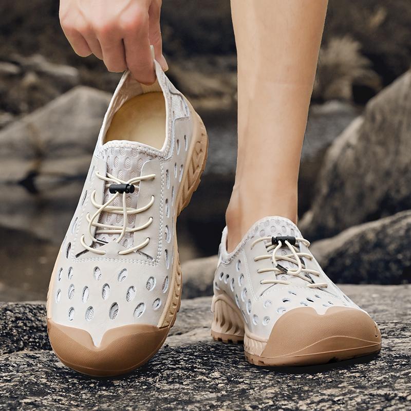 38-46 Summer Men's Large Handcrafted Mesh Breathable Hole Shoes Outdoor Casual Running Shoes Hiking Shoes