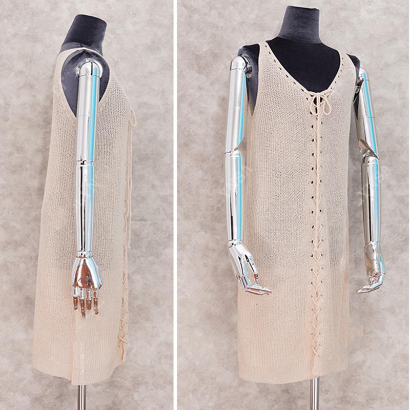 Neue Khaki Stricken Bikini Cover Up Sexy V-ausschnitt Stricken Hohl Weben Spitze-Up Weste Dünnes Kleid Sommer frauen bademode Cover Up Q1036