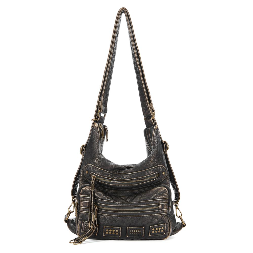 

Designer Y2K Women Soft Shoulder Bag Motorcycle Handbag Multi-funtional Tote Bag Bronze Quality Bag for Women 37x9x32cm бронзовий