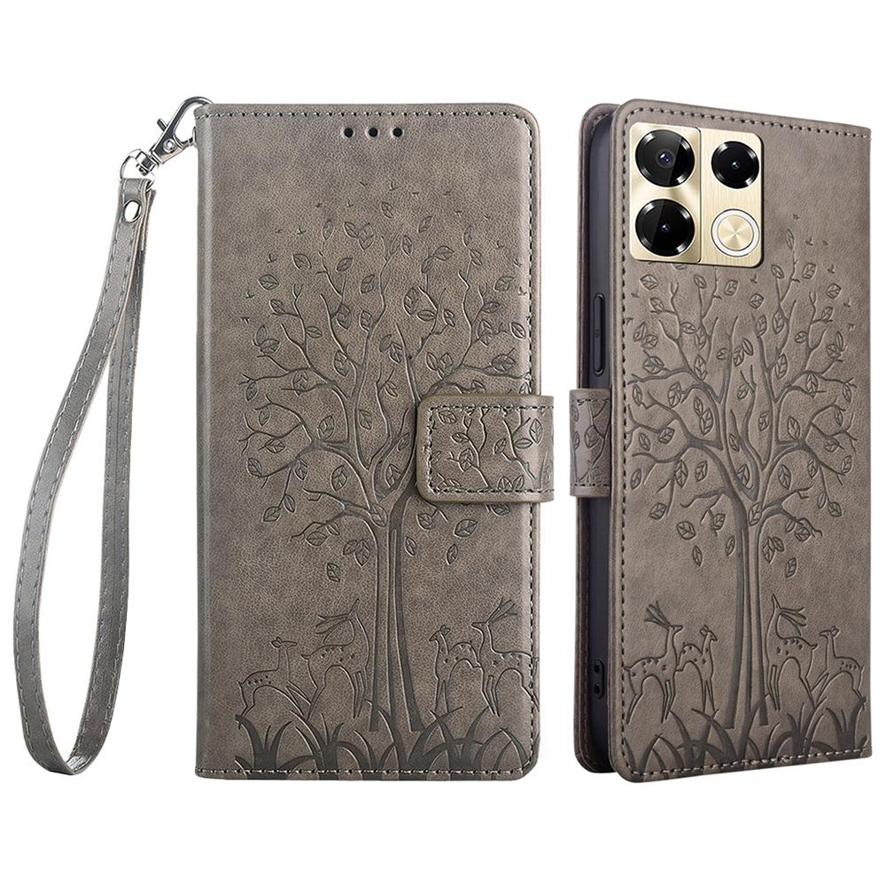 For Infinix Note 40 Pro 5G Case Tree Imprinted Stand Leather Wallet Phone Cover