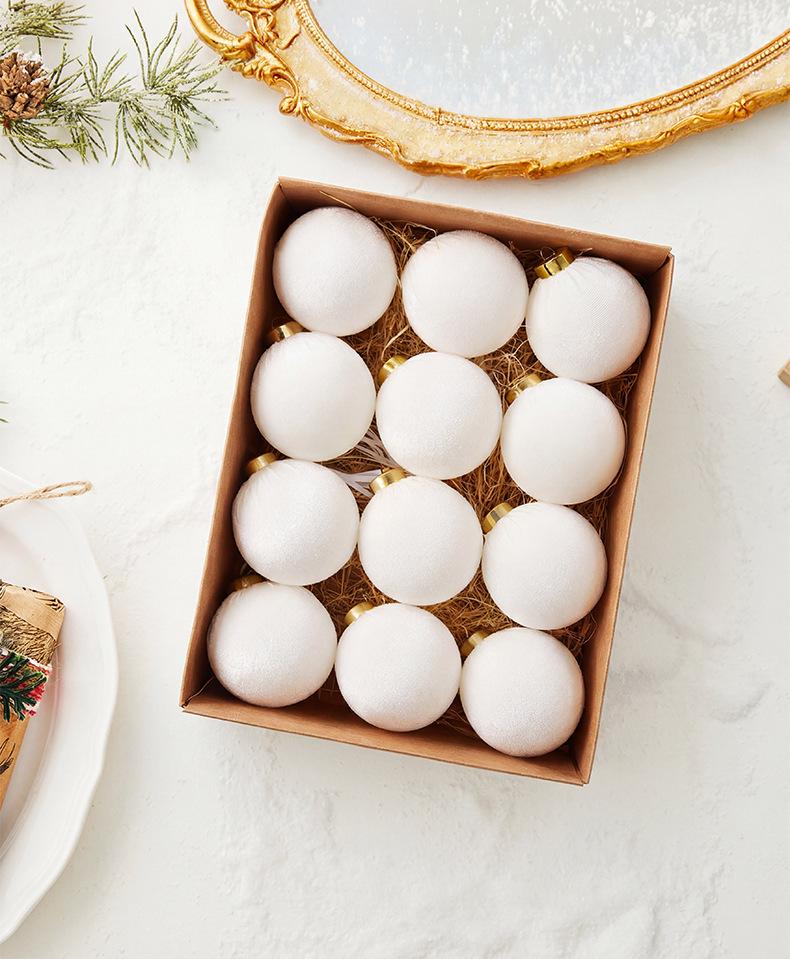 Velvet Solid Color Christmas Ornament Balls Set - 12pcs with Gift Box