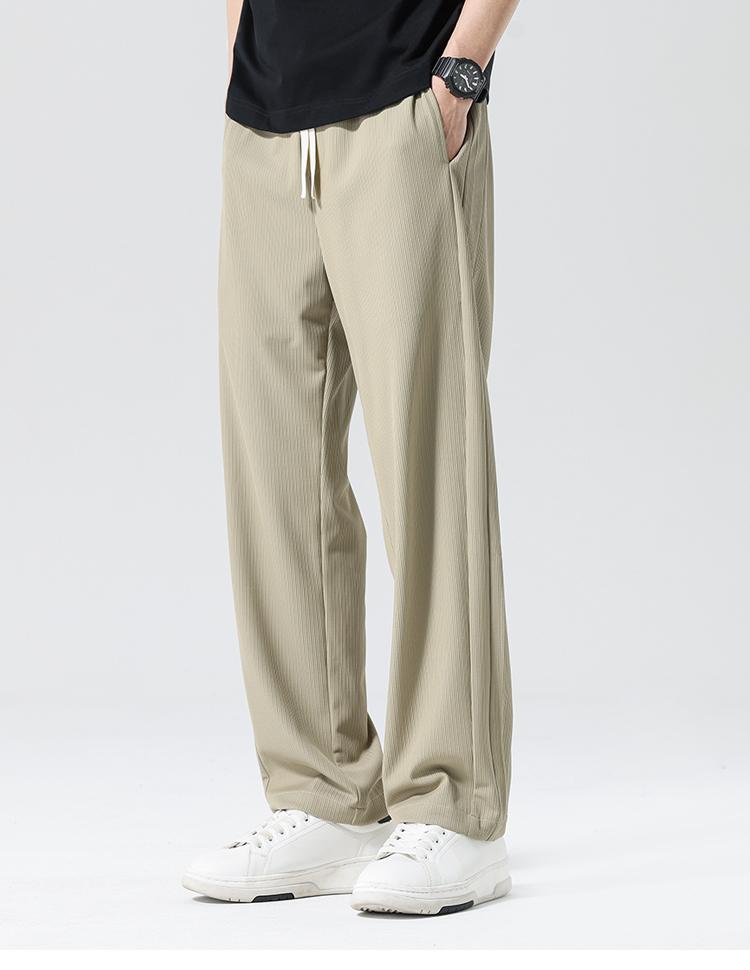 Cool Ice Silk Pants Summer Wide Leg Casual Long Pants Men's Loose Drop Down Straight Leg Floor Pants