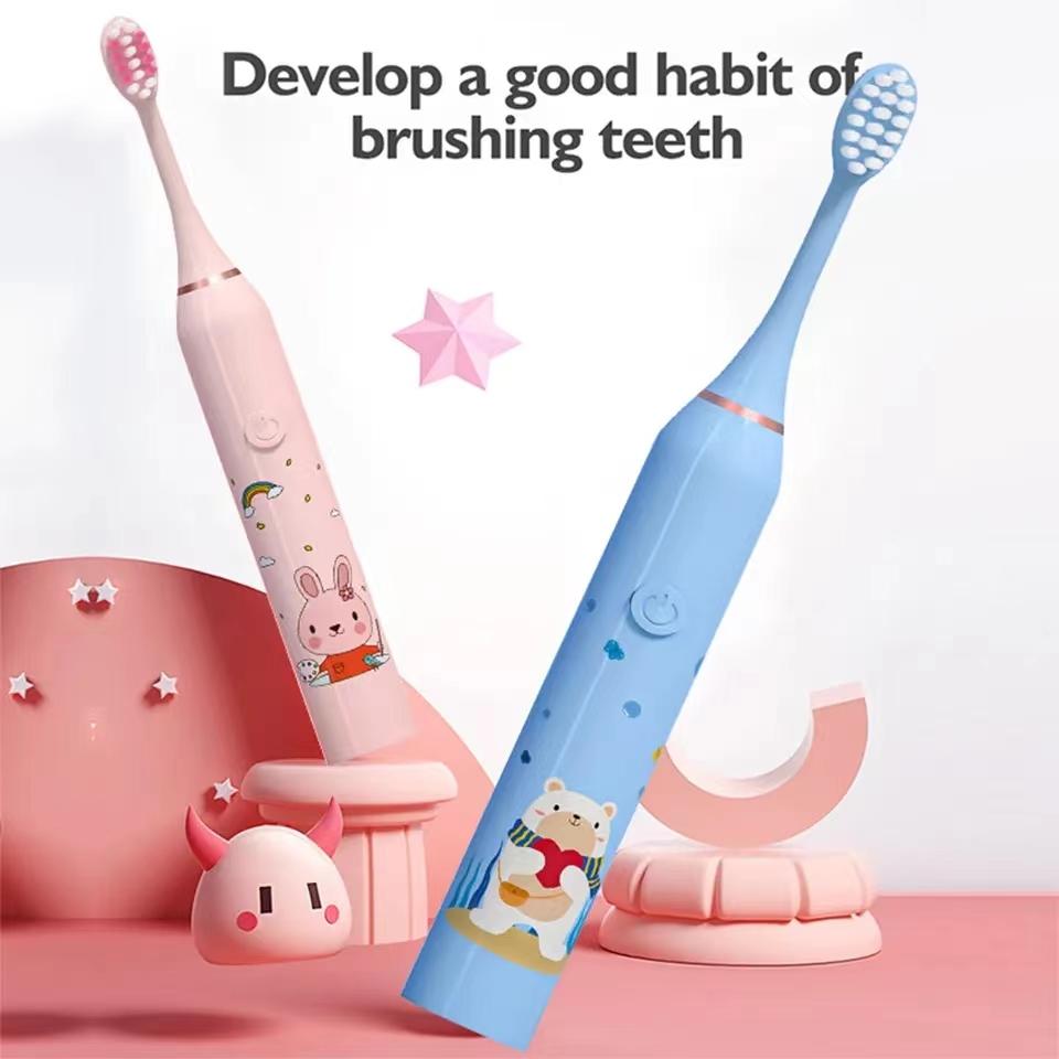 Children Sonic Electric Toothbrush Cartoon Pattern for Kids with Replace The Tooth Brush Head Ultrasonic Toothbrush Soft Nozzles