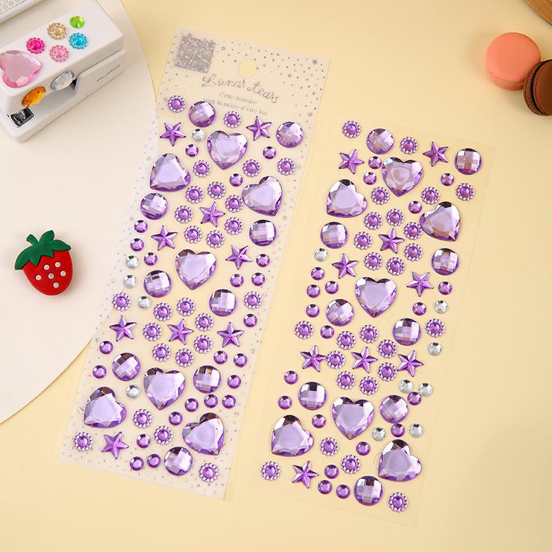 Love Heart Shaped Face Gem Sticker for Kids Diamond Acrylic Crystal Tattoo Stickers DIY Three-dimensional Rhinestone Decorations