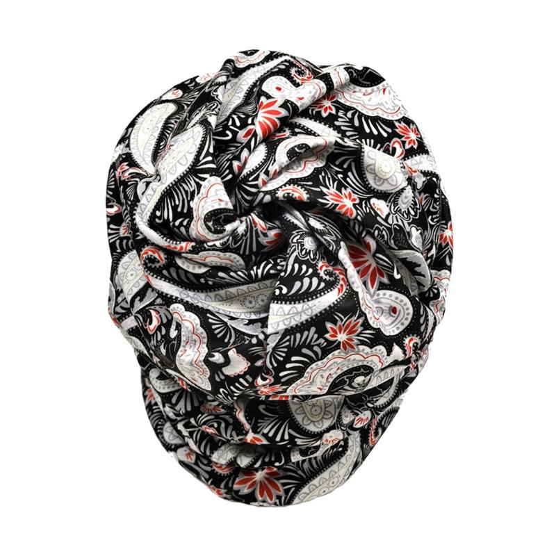 Cashew Print Bonnet Scarf Hat Face Mask Conversion Technology Breathable Fabric Design for Active Street Lifestyles