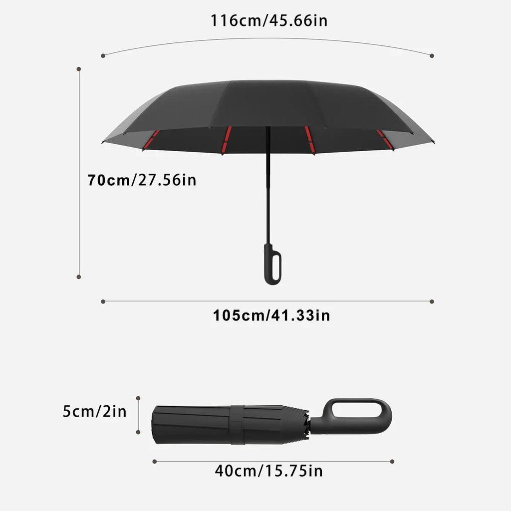Automatic Folding Umbrella, Portable Rain Umbrella with Loop Buckle, Windproof & Waterproof Umbrella for Men & Women
