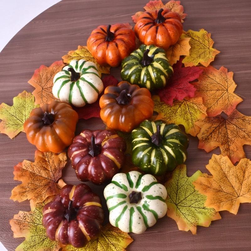 Set of 5 Artificial Pumpkin Miniature Sculpture High Simulation Design Outdoor Indoor Party Decoration Craft Ornaments