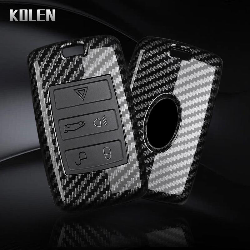 Custodia Cover Portachiavi Auto Stile Fibra di Carbonio ABS per Land Rover Range Rover Sport Evoque Velar Discovery Defender Jaguar Xe E-Pace Xf