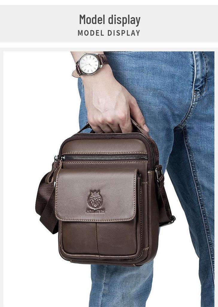 Shilaidun Men's Genuine Cowhide Leather Crossbody Shoulder Bag - 2025 Style
