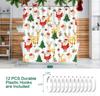 Christmas Shower Curtain Santa Claus Reindeer Tree Gift Design Holiday Theme Festive Decor Waterproof Fabric Xmas Bathroom