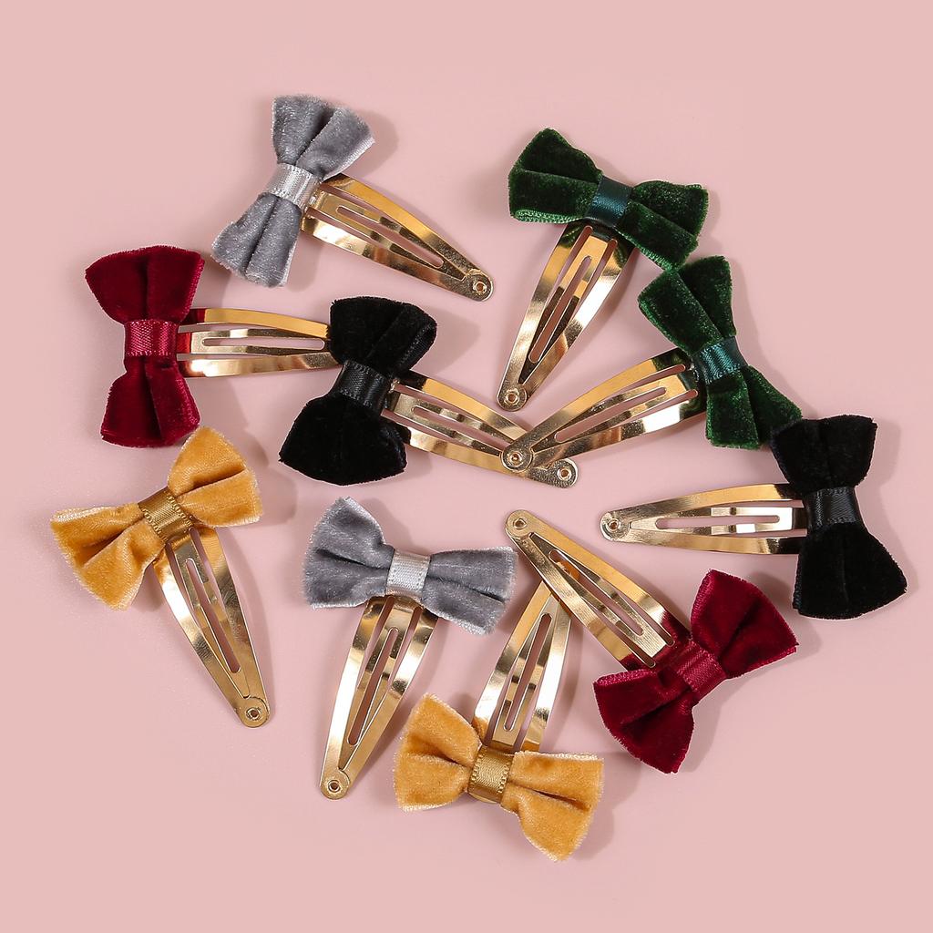 10/30pcs Cute Hair Bows Clips for Girls Velvet Bows Barrettes Clips Alloy Snap Hair Clip Hairpins Children Kids Hair Accessories