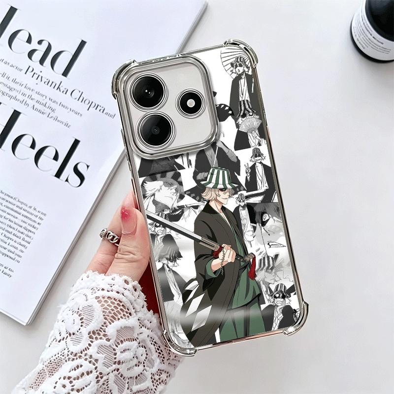 Bleach Kisuke Urahara Plating Phone Case For Xiaomi Redmi Note 14 15 Pro Plus 13 12 11 11S 11T 10 9S 9 5G Anti-Fall Airabag Cove