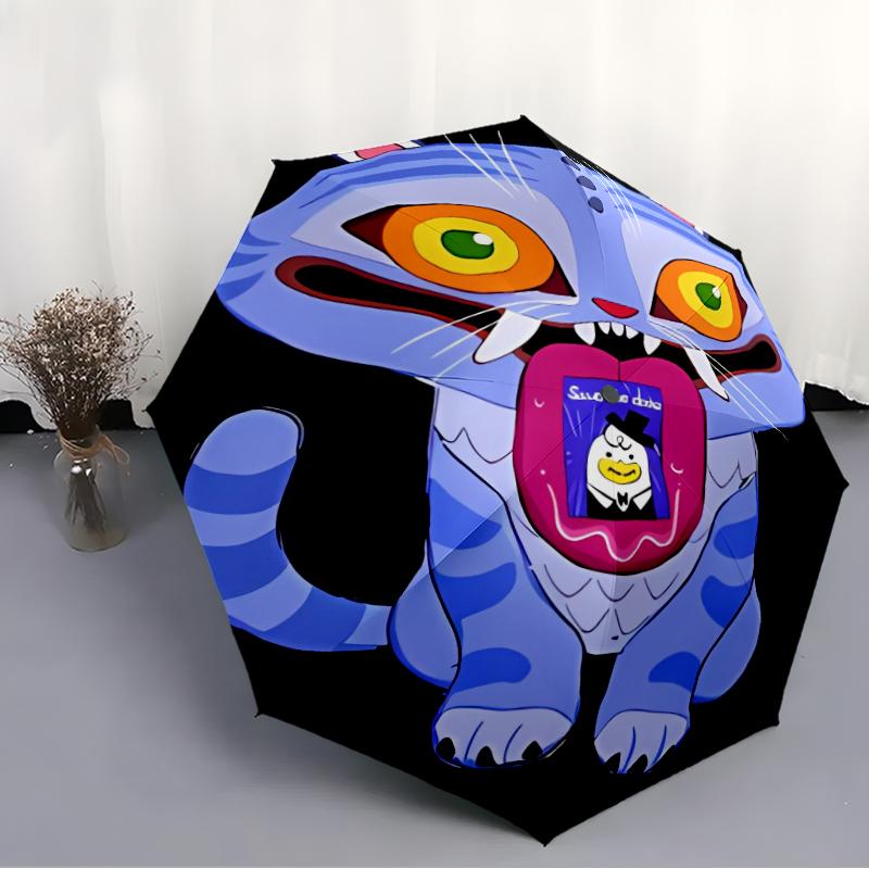 Kpop Hunter10 Print Automatic Umbrella, 8 Rib Iron Frame, Plastic Handle, Suitable for Outdoor Travel &Daily , Ideal Gift