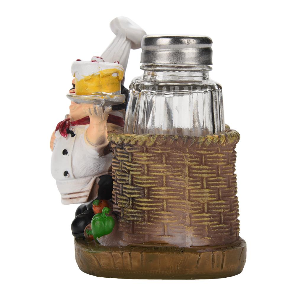 Cute Chef Statue Salt & Pepper Bottle Holder Ornaments Home Decor Kitchen Resin Crafts