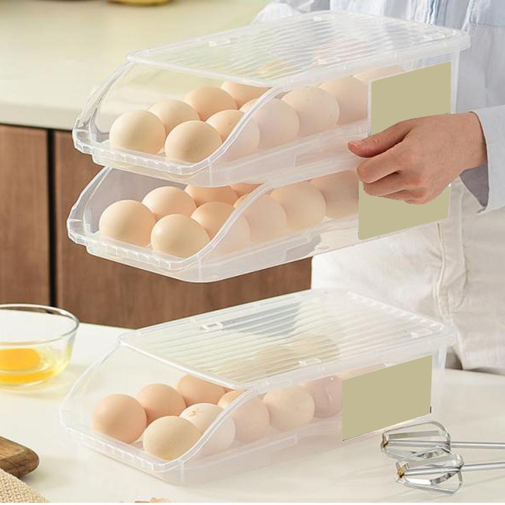 Egg Holder Innovative Auto Rolling Egg   Stacked Egg Tray Fridge Egg Storage Box for Home Kitchen