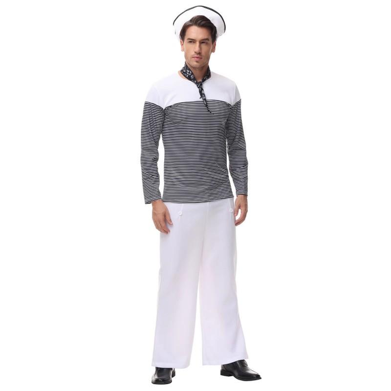 Halloween Costume Pants Adults Kids Unisex Navy Sailor Themed Party Outfit Casual Flared Trousers