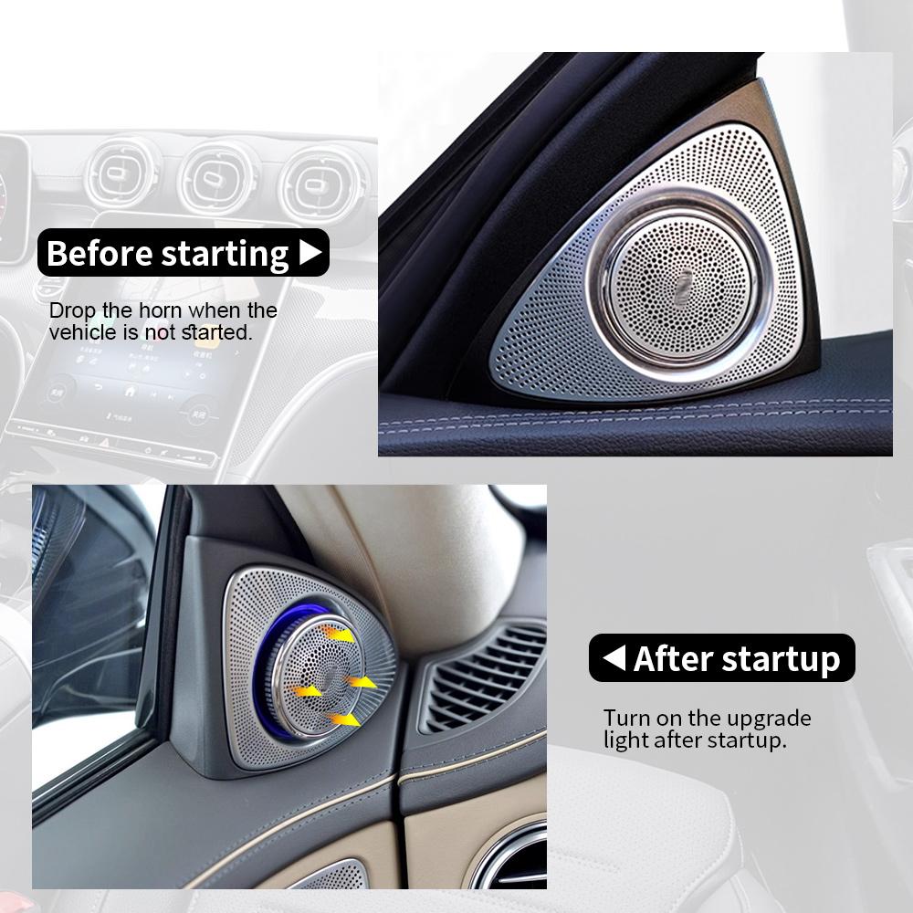 RGB 64 Colours 3D Rotation Glow Tweeter Speaker Ambient Light LED Speaker Horn for Mercedes Benz E-Class W213 E200 E250 E300D