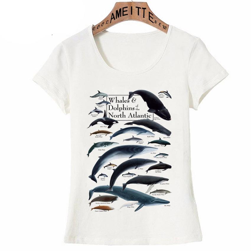 Ameitte Summer Fashion Women Short Sleeve Save The Blue Whale Narwhal Tattoo Print T Shirt