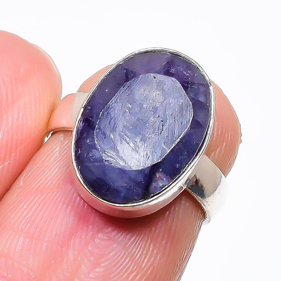Tanzanite Faceted Gemstone 925 Sterling Silver Jewelry Ring Size Adjustable KJ-444