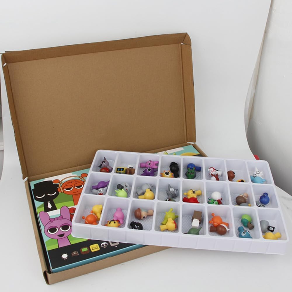 Sprunki Collectible Box Figures, Dolls, Blocks, Toys, Dolls, 4-5cm Tall, 24-Piece Set, Pre-painted (48 Pieces/Color Packaged)