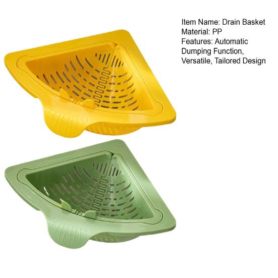 2Pcs Magnetic Suction Sink Strainer Triangular Corner Rack with Drain Hole Food Drain Basket Sponge Storage Rack