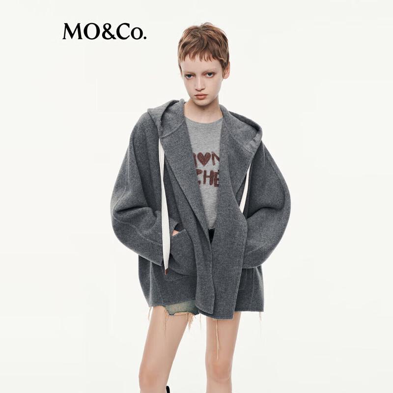 MO&Co. Women's Wool Double-Sided Hooded Cocoon Coat