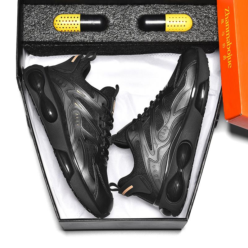 Black Air Cushion Sneakers Men's Breathable New Sports Dad Shoes Men's Running Shoes