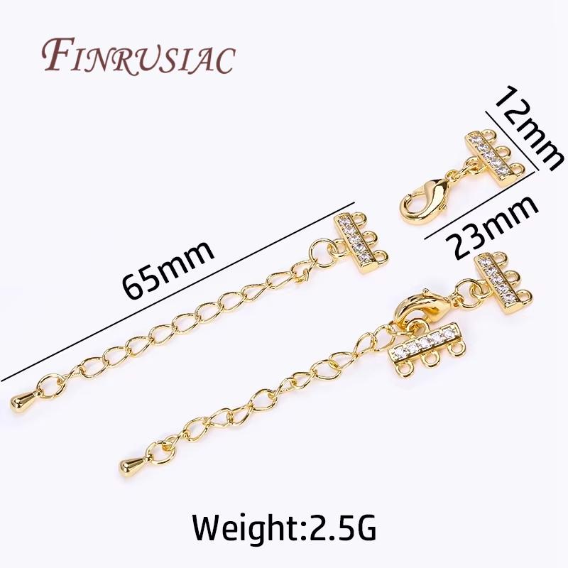 2 Sizes 18K Gold Plated Lobster Clasp with Extension Chain Connector For Jewelry Making,DIY Multi-row Pearl Necklace Accessories