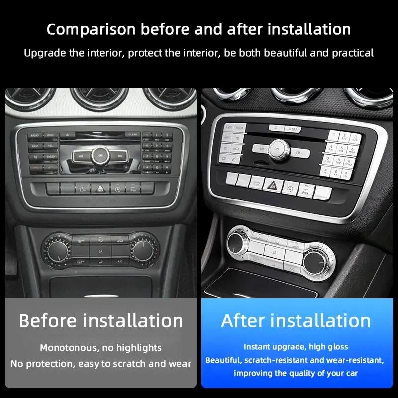 Car Center Console CD Multimedia Buttons Decals Trim for Mercedes Benz A B Class GLA 250 CLA CLS GLE GLS W176 W246 X156 Stickers