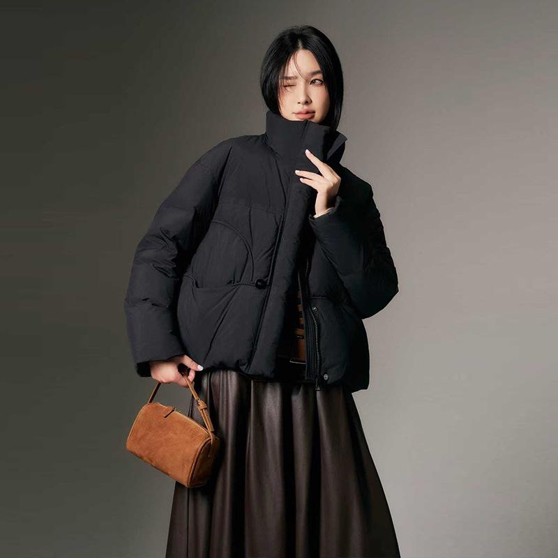 Winter 2025 New Loose Stand-up Collar Short Down Jacket Women's Duck Down High Quality