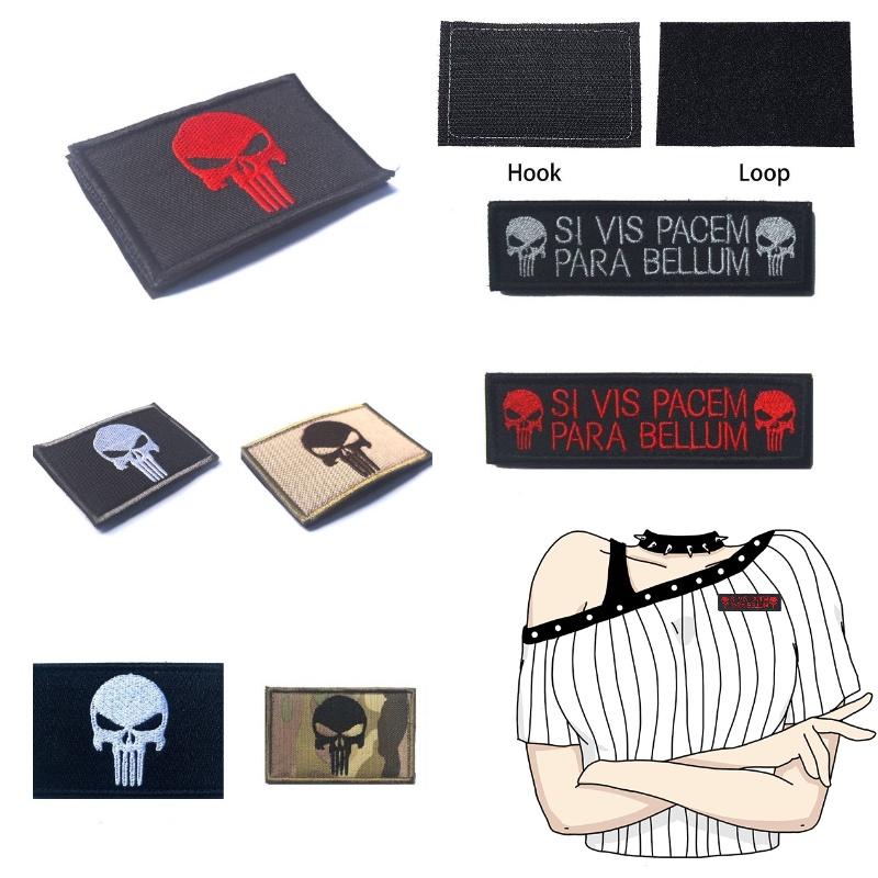 Military Enthusiast Punisher Embroidered Arm Patch Hook Backing For Tactical Hats And Gear