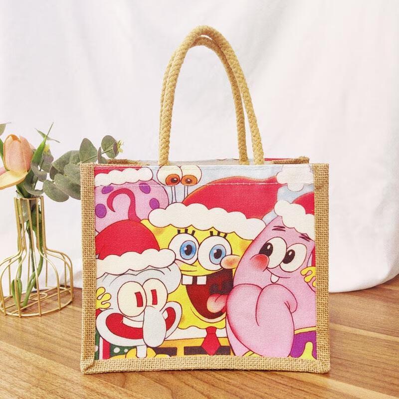 Водонепроницаемая льняная сумка Miaoqiao Губка Боб 25x21x14cm