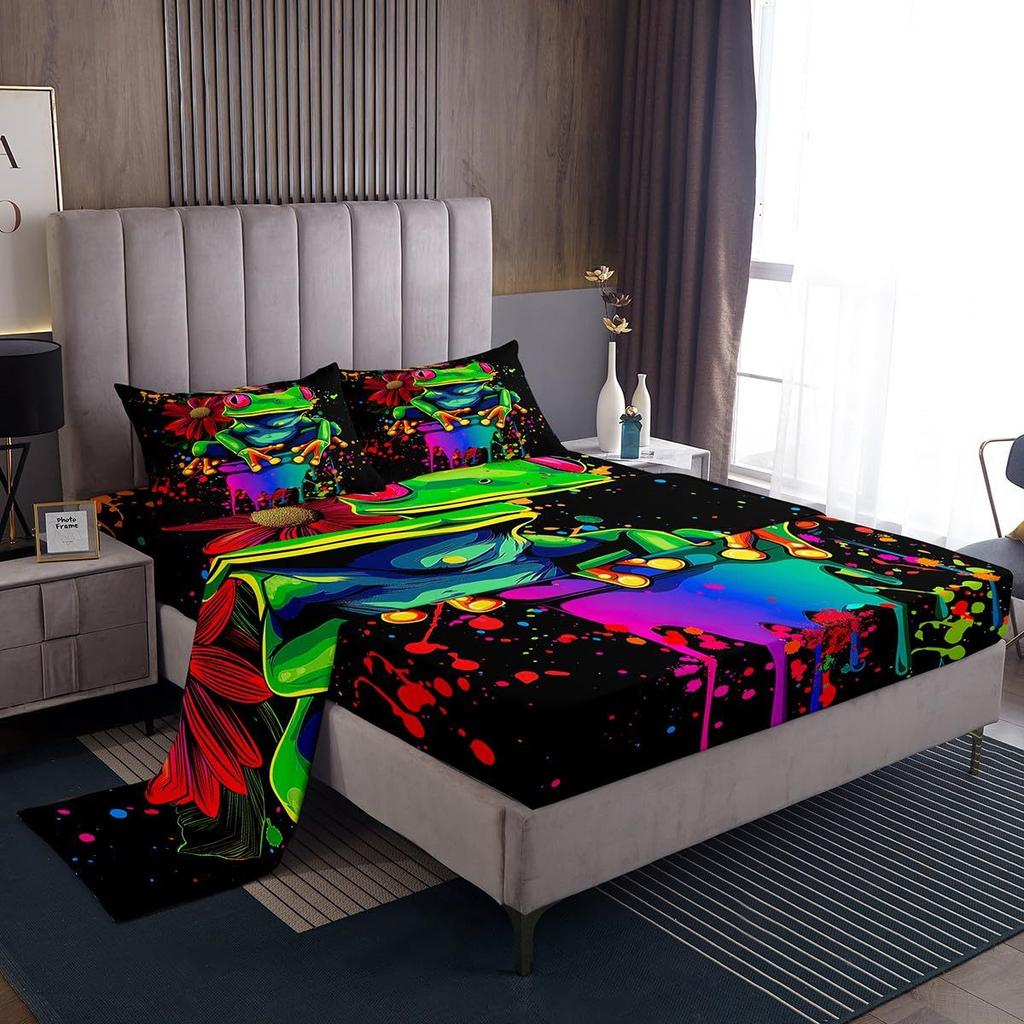 Cute Cartoon Panda Pattern Bed Hat Four-Piece Bedding Set Bedroom Dormitory Bedding Decoration