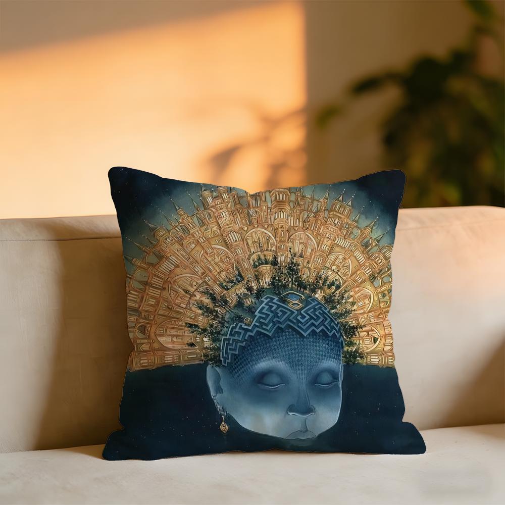 Elves Danish Illustrator Malene Reynolds Laugesen Cushion Cover Cozy Velvet Throw PillowSoft Warm Cushion For Sofa  Bed