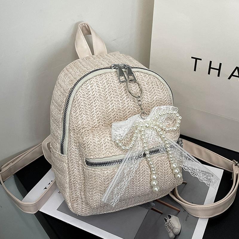 

Ветер рюкзак женский новый несколько двухслойный молния повседневный персонализированный рюкзак соломенный рюкзак