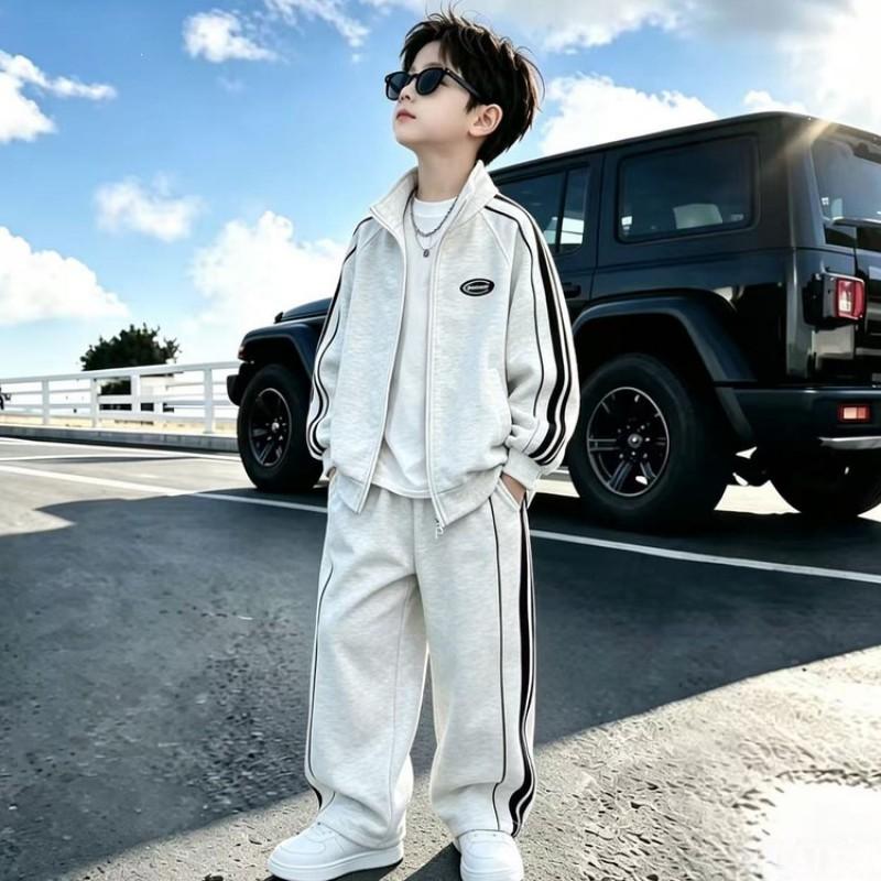 Boys Fall Cardigan Set Kids Sport Two-Piece Trendy Outfits 4-12 Years Old