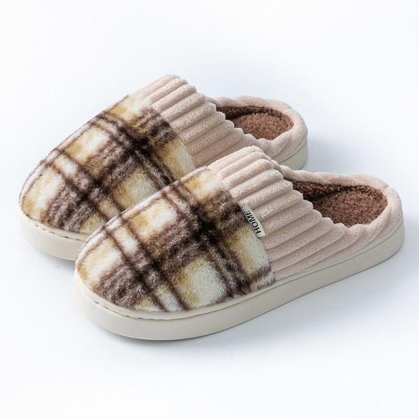 Winter cotton slippers household warm non-slip thick-soled plush home slippers color 2025 cotton shoes outer wear