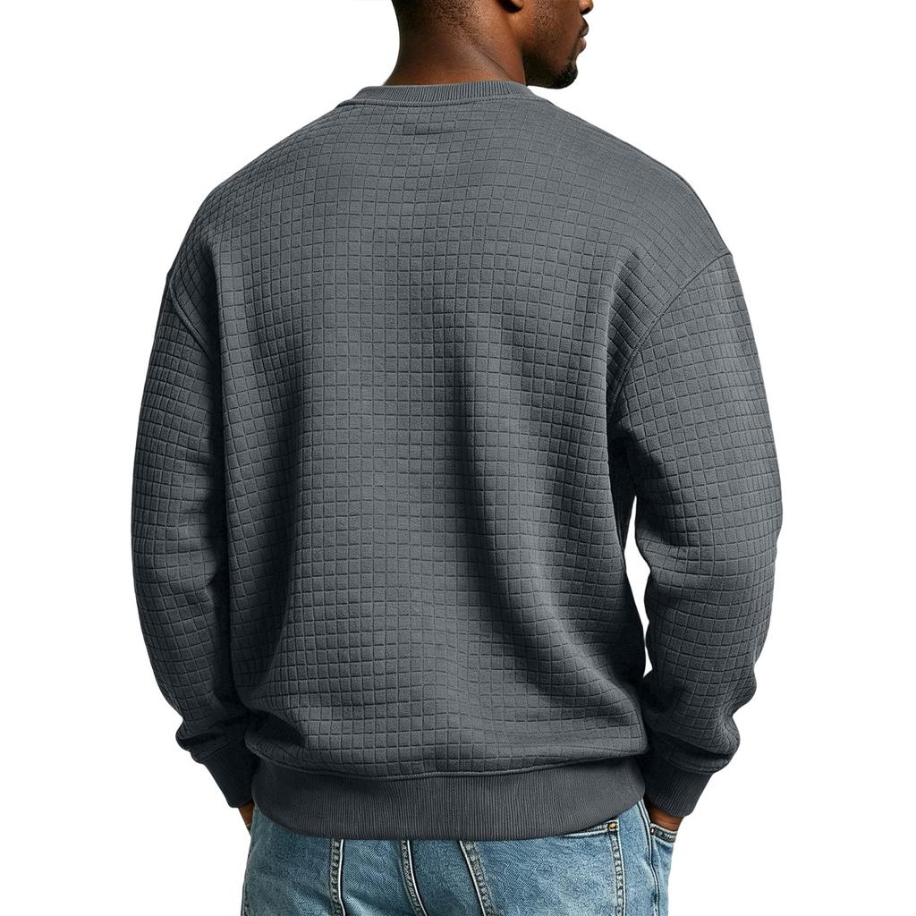 Herren Slim Fit Karo-Hals Langarm Top für Outdoor, Freizeit und Alltag