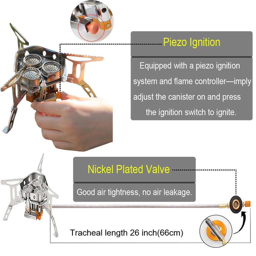 Widesea Camping Tourist Burner Big Power Gas Stove Cookware Portable Furnace Picnic Barbecue Tourism Supplies Outdoor Recreation