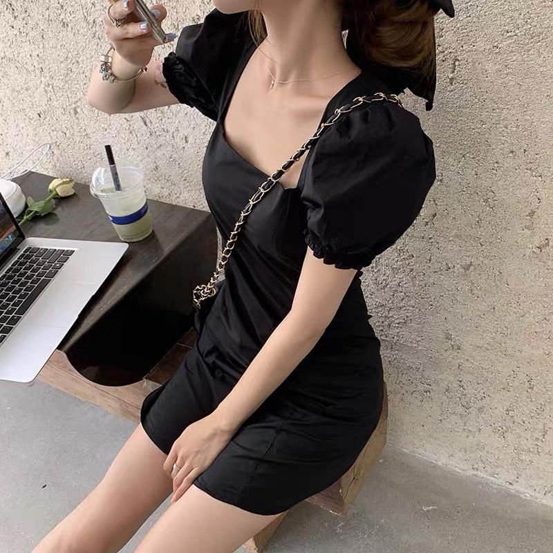 Rochie de damă cu mâneci bufante și decolteu pătrat francez de vară 2025 - Stil elegant, slăbit