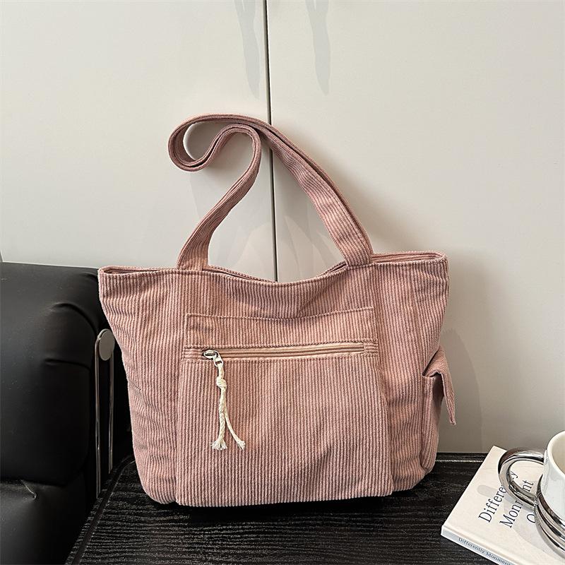 Einfache einfarbige Cord-Umhängetaschen für Damen, große Kapazität, Mehrzwecktasche, Damen-Tragetasche, lässige tragbare Damen-Handtaschen